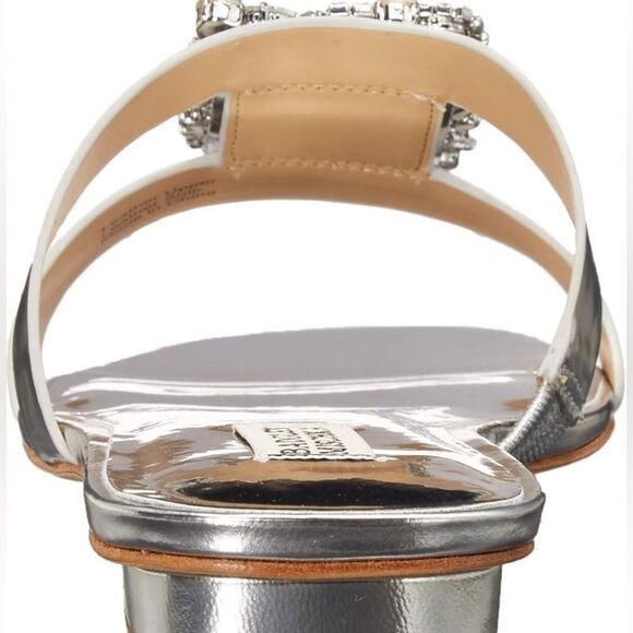 Badgley Mischka Silver Josette Flat Metallic Slide Sandals - Picture 4 of 10